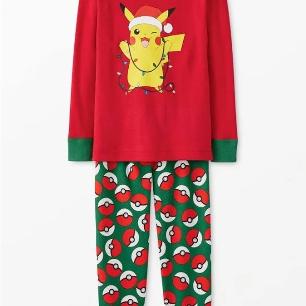 Hanna Andersson Kids Pajamas - Red and Green Pikachu Set